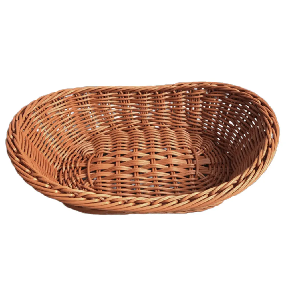 

Retro Plastic Storage Basket Reusable Snack Container Household Fruit Bread Basket Wear-Resistant Desktop Home Accessory