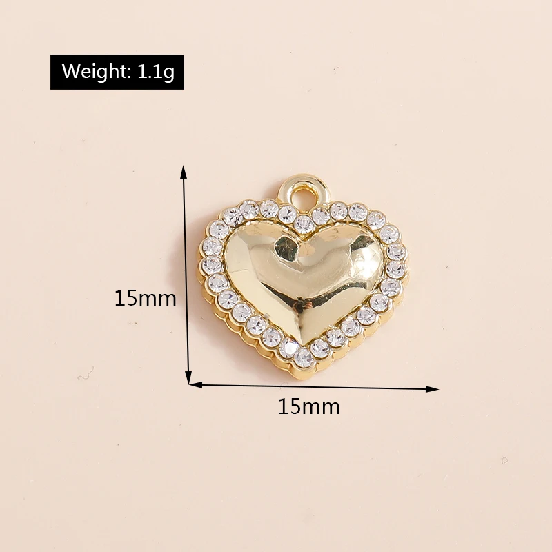 Leslie 5 Stück exquisite Kristall-Liebesherz-Anhänger für DIY-Schmuckherstellung, handgefertigte Halskette, Armband, Ohrringe, Charms – Detail 6