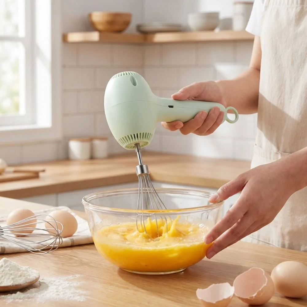 Wireless Electric Egg Beater Set with Lantern Replacement Head Effort-saving Cream Whisk USB Charging Adjustable Speed