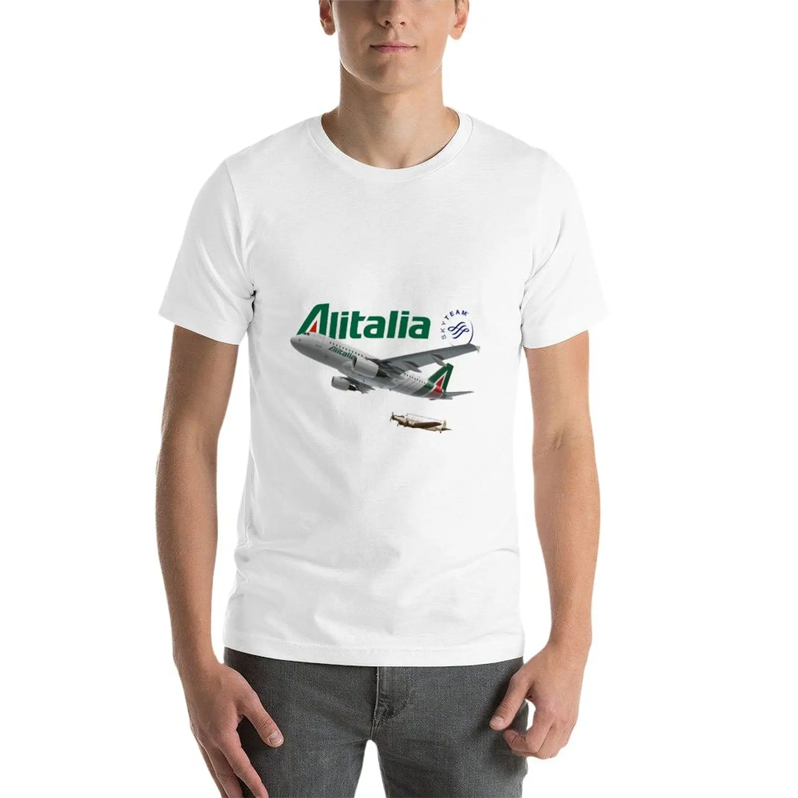 New A319 Alitalia T-Shirt T-shirt short sweat shirt Short sleeve mens graphic t-shirts funny