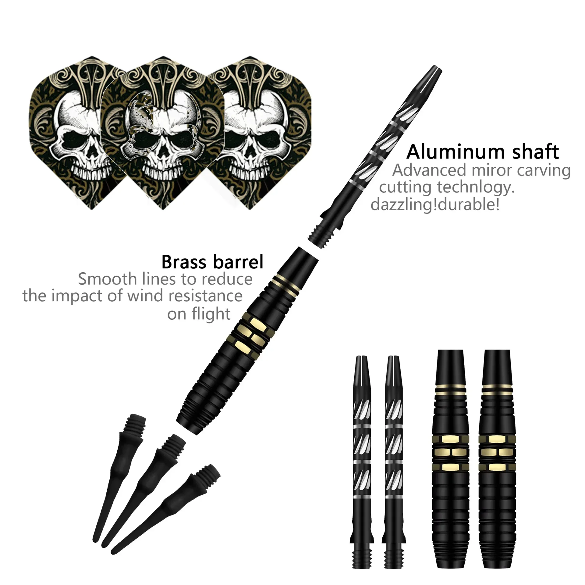 

18g Professional Grade Brass Dart Entertainment Competition Dart Set Standard Darts Flights Professional Soft Plastic Tip Set