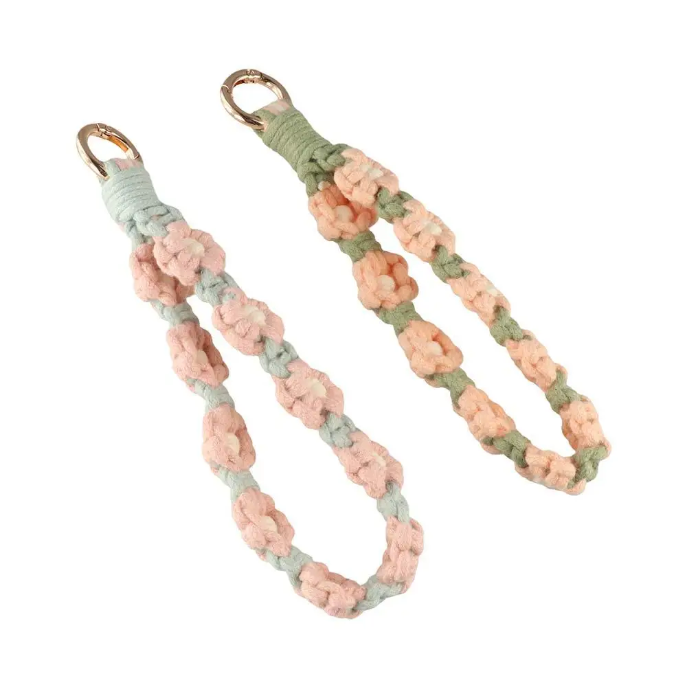 

Korean Style Boho Phone Case Rope Keyring Phone Wristband Weave Daisy Flower Keychain DIY Craft Accessories Bag Hanging
