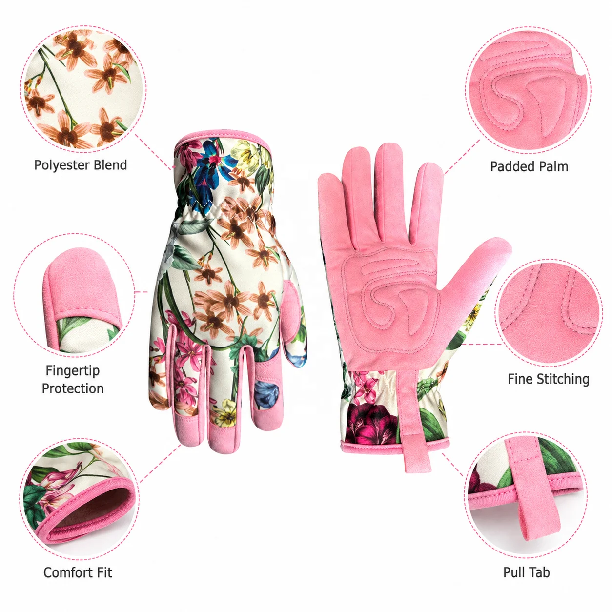 Breathable Polyester Blend Gardening Gloves Puncture Resistant Work Gloves For Planting