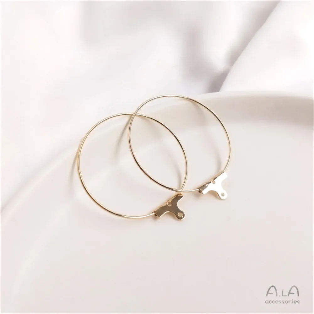 

14K Gold Plated Round shape ring smooth earring DIY hand-designed eardrop accessories materials