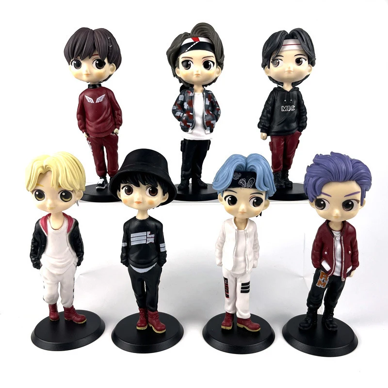 7pcs/set Kpop Star 15cm PVC Model Toy Action Bang-tan Boys Groups BT21 Action Figures Doll Celebrity Idol Set Fan Collection