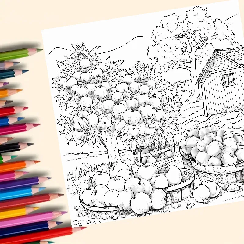 Quiet Countryside Coloring Book 20 Page House Landscape Adult Picture Book Kill Time Relaxing Art  Doodle Painting Drawing