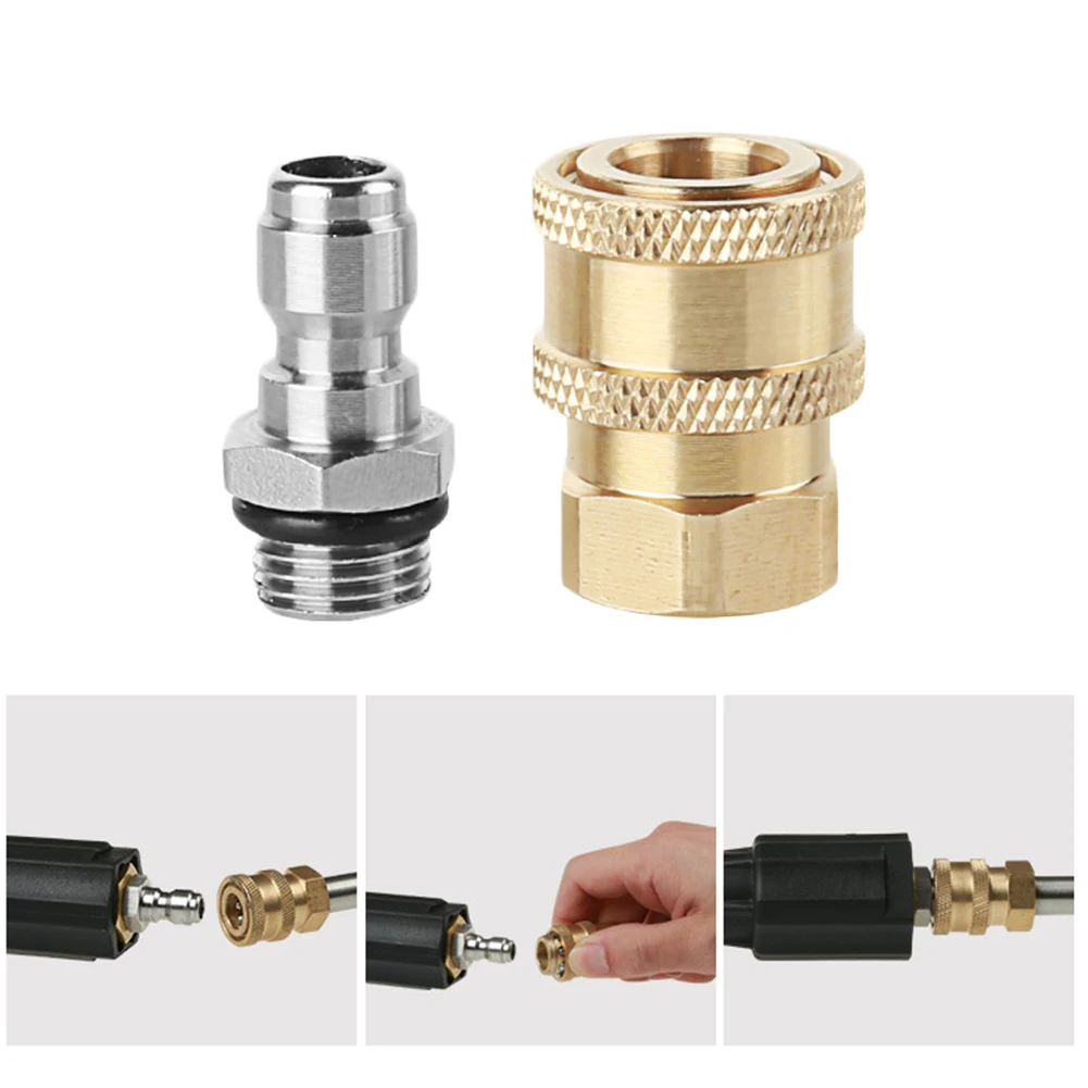 1-5Pairs High Pressure Washer Quick Connect Fittings M14x1.5mm Brass Connector for Snow Foam Pot Lance Spray Nozzle Adapter