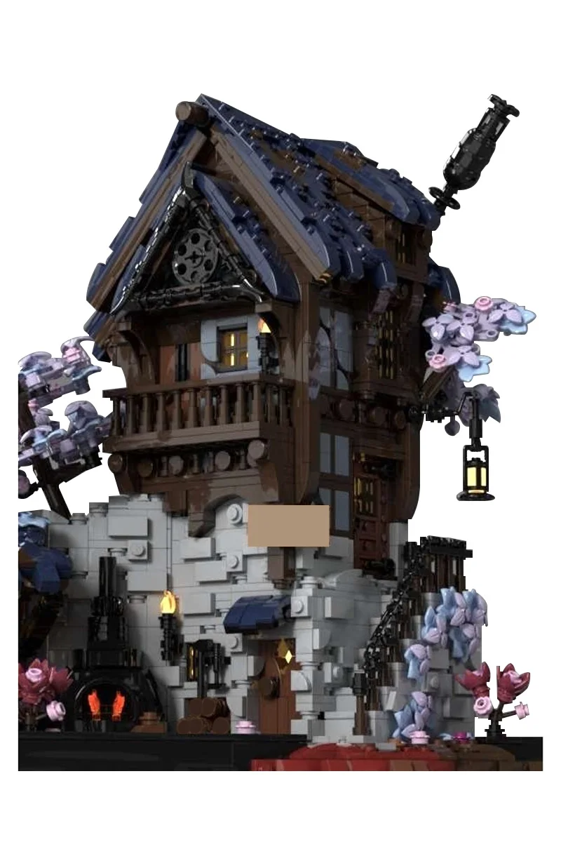 MOC Blacksmith Forge House Bricks Model Medieval Fantasy Display Architecture Buliding Blocks Assembly Toys Kid Birthday Gifts