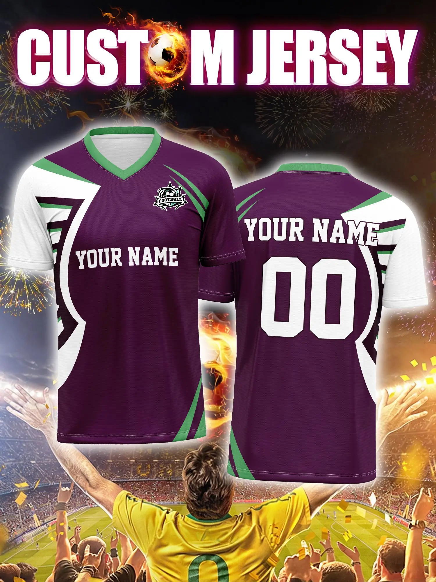2026 Unisex Adult Kids Custom Name Number Sports V-Neck Jersey, Quick-Custom Soccer Jersey Wi, Fashionable, Sublimation Printing