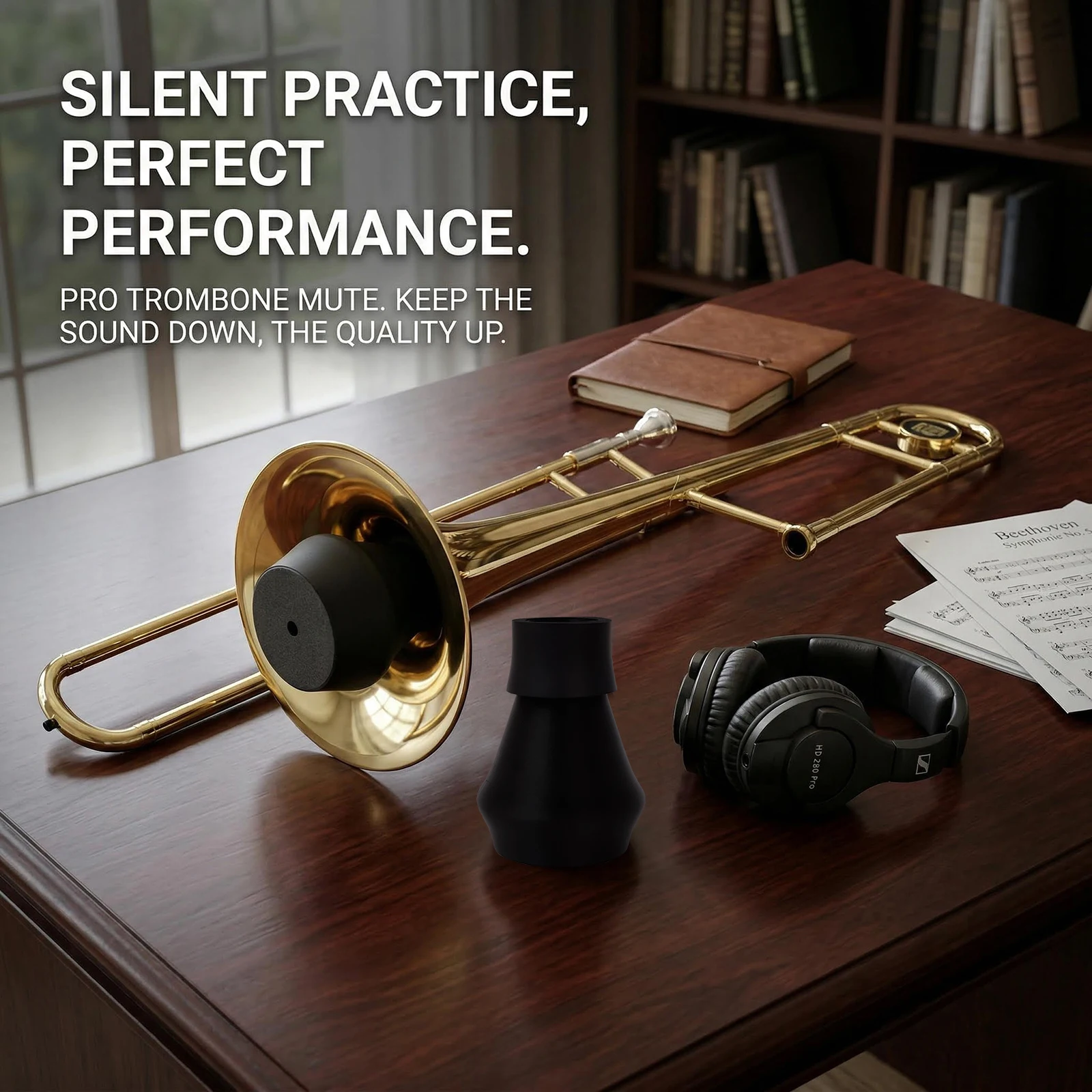 3D Printed Trombone Practice Mute, Ultra Quiet Sound Dampening, Minimal Noise Disturbance