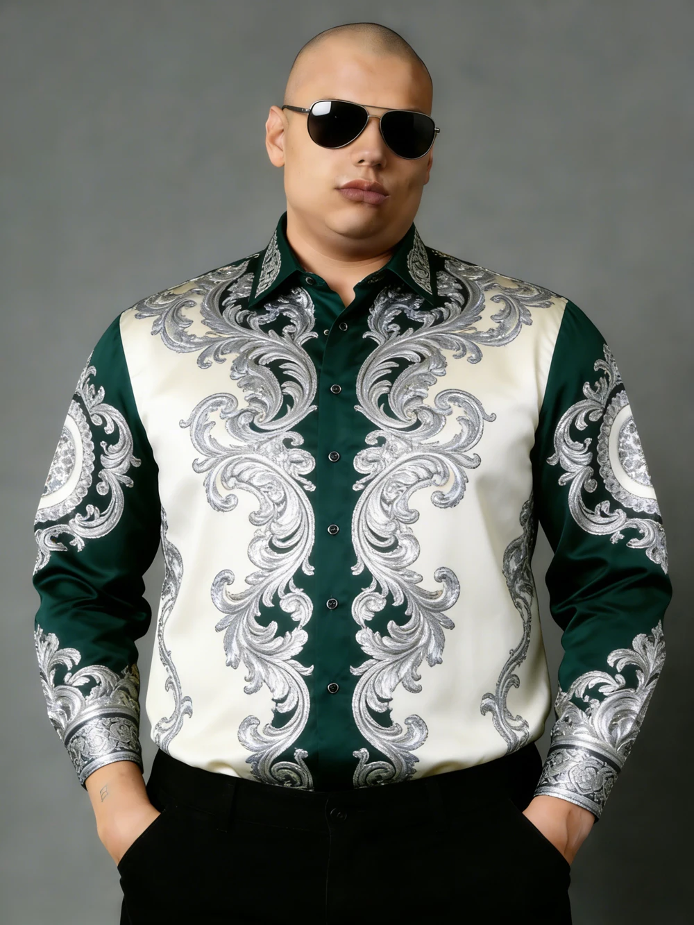2026 Men's Spring New Retro Long Sleeve Shirt Button Down 3D Printed Black Shirts Hawaiian Vacation Party Tops Clothing