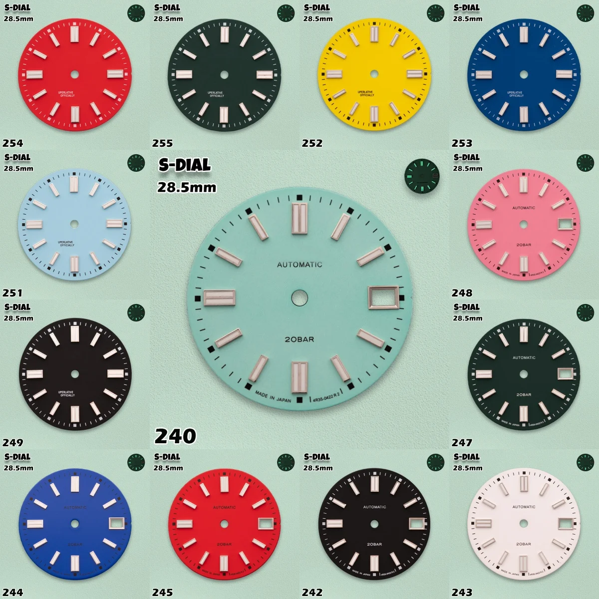 Relojes SKO S con logotipo, esfera mate de 28,5mm, movimientos NH35/NH36/4R/7S, relojes luminosos verdes para hombre, accesorios de modificación de relojes, herramienta de reparación