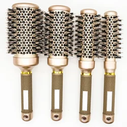 1PC Ceramic Round Hair Brush Women Boar Bristles Hair Comb for Blow Dry Hairdressing StylingTools For Drying Curly Hair Straight