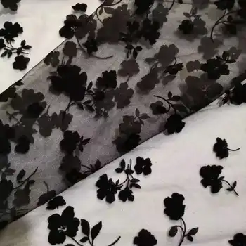45 センチメートル黒赤植毛甘いバラの花メッシュチュール生地高品質ブライダルドレス結婚式の装飾女の子のスカートネット生地