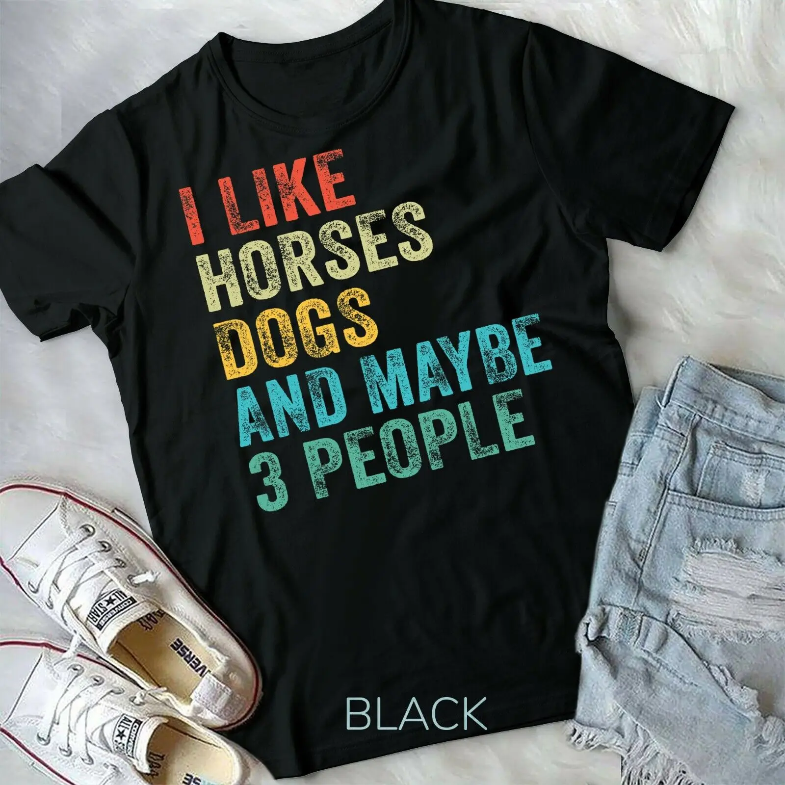 I Like Horses Dogs & Maybe 3 People Horse Rider Dog Lover T-Shirt Unisex T-shirt