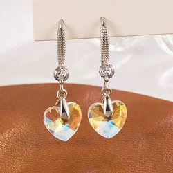 Andara S925 Sterling Silver Yellow Heart Zircon Luxury Stud Earrings For Women Elegant Jewelry Wholesale 2024 Trend Jewellery