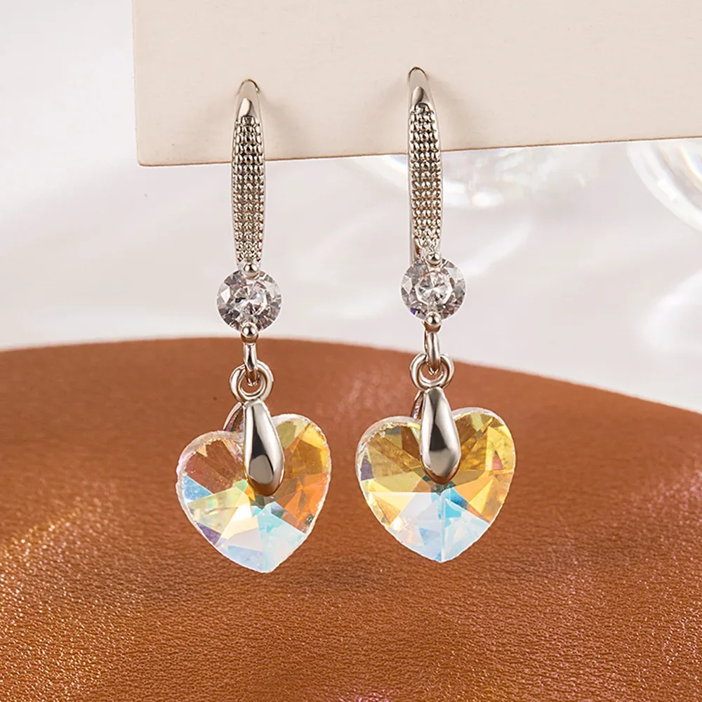 Andara S925 Sterling Silver Yellow Heart Zircon Luxury Stud Earrings For Women Elegant Jewelry Wholesale 2024 Trend Jewellery