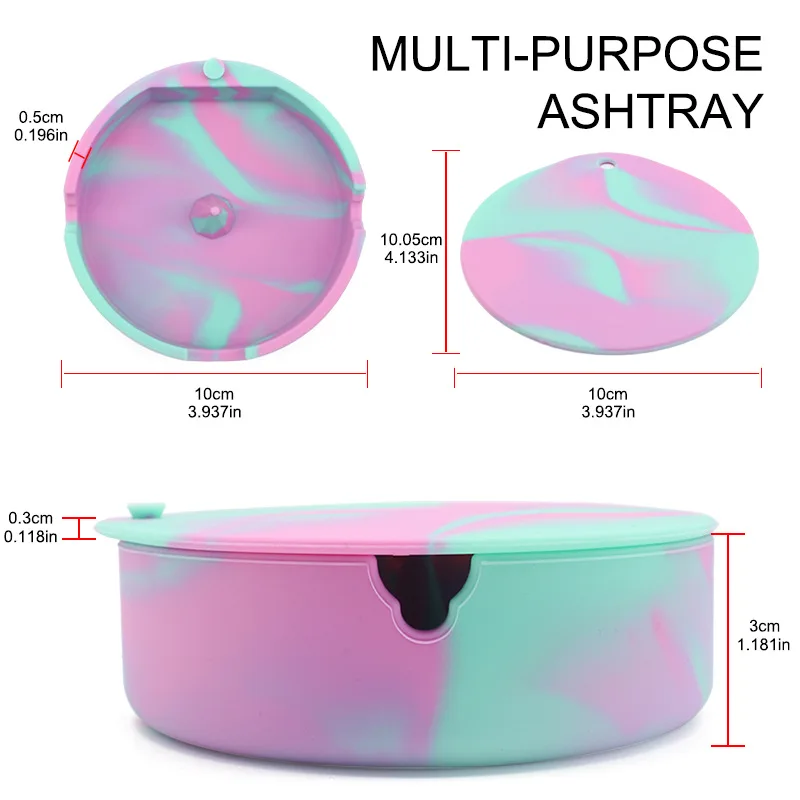 Glow in The Dark Silicone Ashtray with Lid, Camouflage Rotating Dustproof Anti Fall Leakproof Ash Tray for Home Car Outdoor