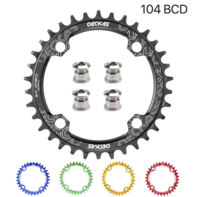 DECKAS Coroa BCD 104 with Bike Screws 104BCD Narrow Wide 38T 36T 34T 32T Bicycle Chainring Single 12 11 10 9 8 Speed plato mtb