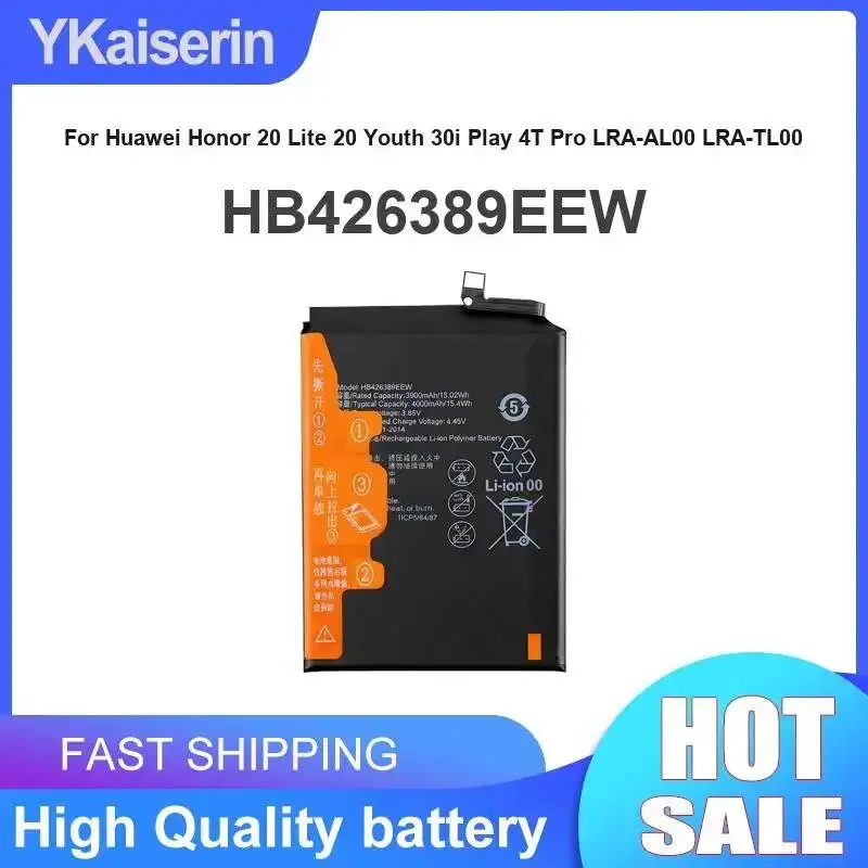 For Huawei Honor 20 Lite 20 Youth 30i Play 4T Pro Lra-AL00 Lra-TL00 High Quality HB426389EEW Mobile Phone Battery Robust 4000mAh