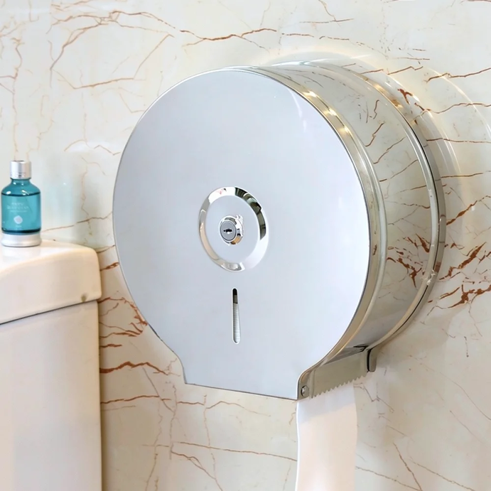 Large Capacity Stainless Steel Toilet Paper Dispenser Waterproof Tissue Holder Box Bathroom Storage Rack Modern Design