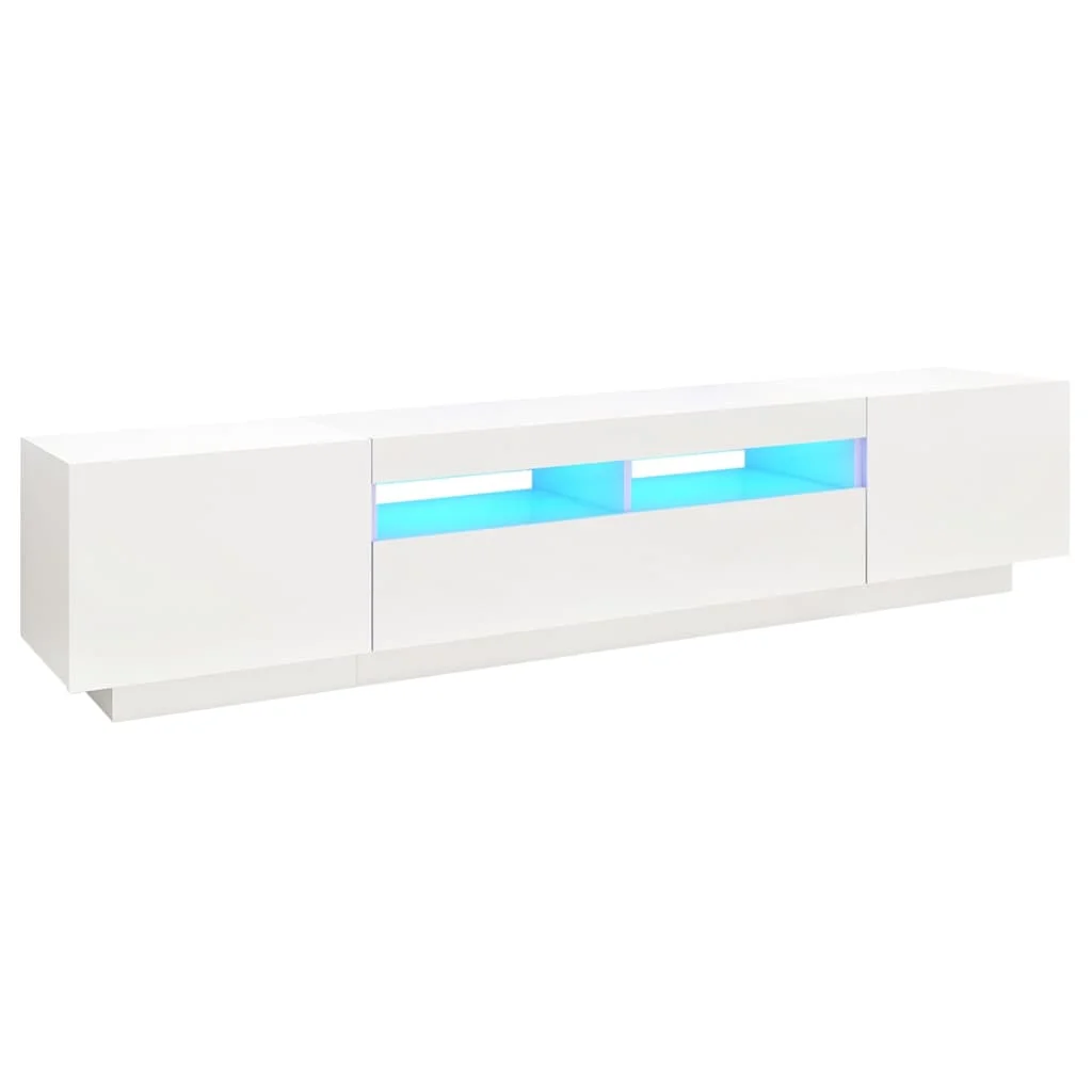 TV cabinet with LED lights White 200x35x40 cm