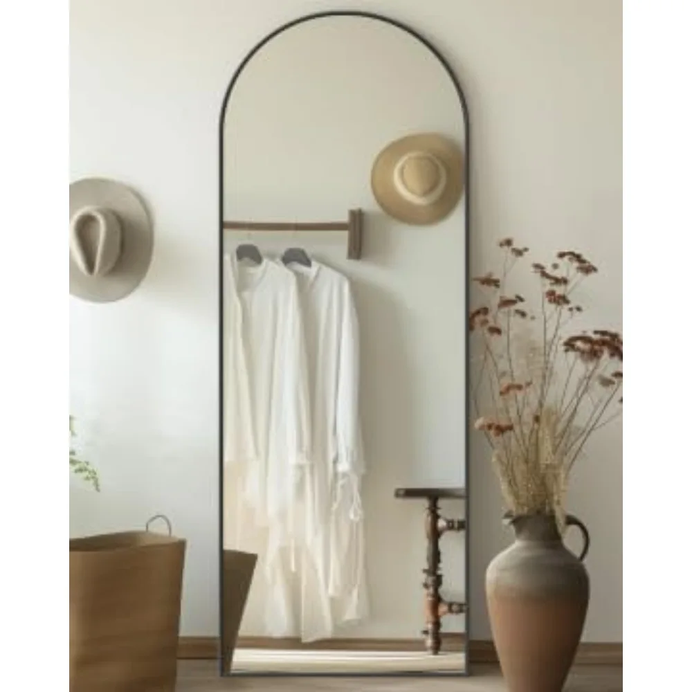 توصيل مجاني - مرآة كاملة الطول، مرآة أرضية مقاس 58 × 19 بوصة، مرآة أرضية قائمة بذاتها، مرايا لكامل الجسم بقوس قائم بذاته مع