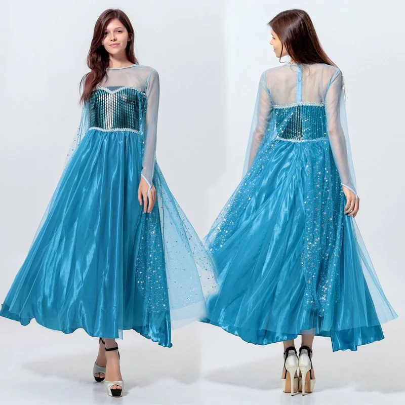 

Blue Cosplay Dress Halloween Performance Costume Adult Elsa Princess Stage Play Outfit Women's Traditional Chinese Cos...