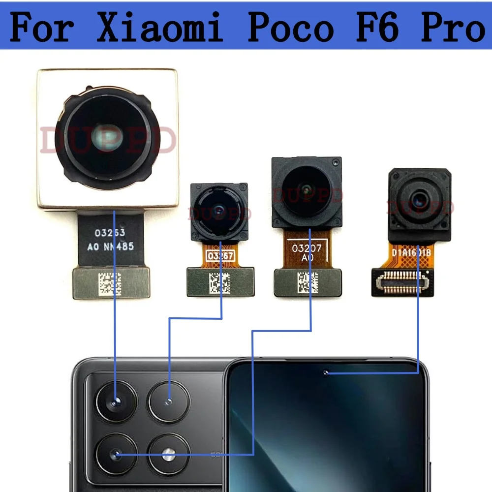 Rear Front Camera For Xiaomi Poco F6 Pro F6pro Back Main Facing Wide Camera Module Flex Cable Repair Parts