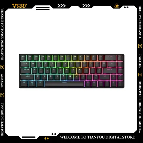 Teamwolf Raven68 마그네틱 스위치 게이머 유선 키보드, 68 키 핫 스왑 퀵 트리거 기계식 키보드, RGB Fps 게임용 키보드