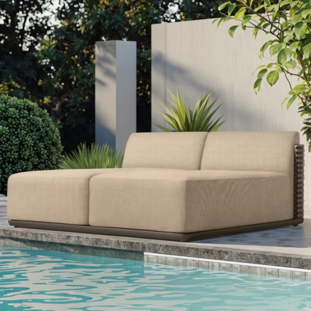 

#Luxury Modern Outdoor Patio Furniture Aluminum Metal Beach Garden Sun Lounger Daybed Set For Rest