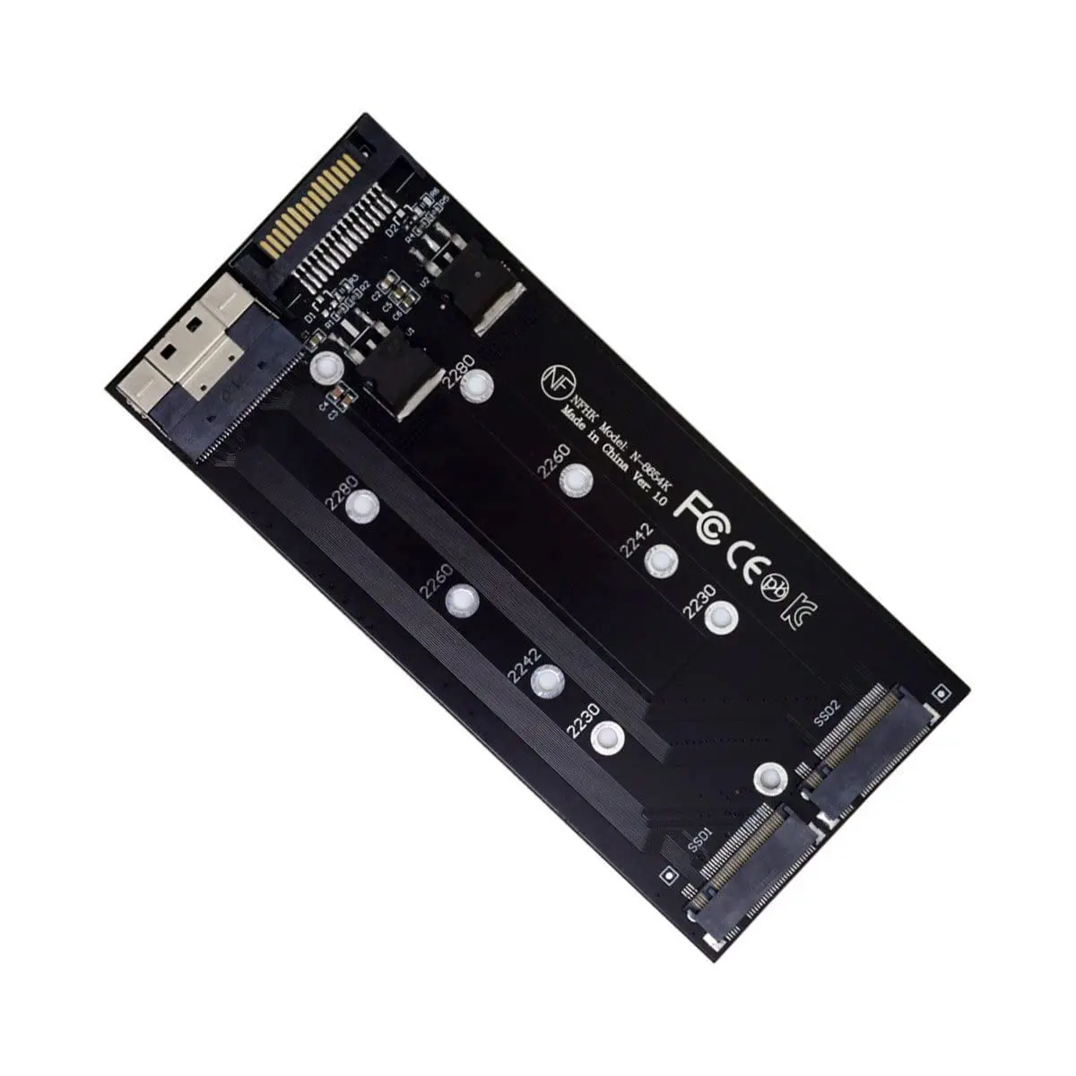 JavicTech PCIE Express 3.0 4.0 Slimline SFF-8654 8X to Dual NGFF NVME M.2 AHCI Raid Card VROC Raid0 Hyper Adapter
