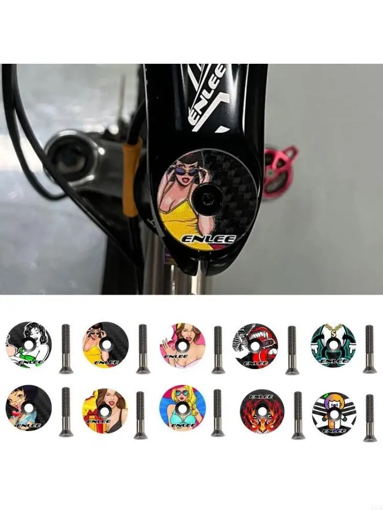 Headset Cap & Screw Carbon Fiber Bike Stem Cover Replacement Parts