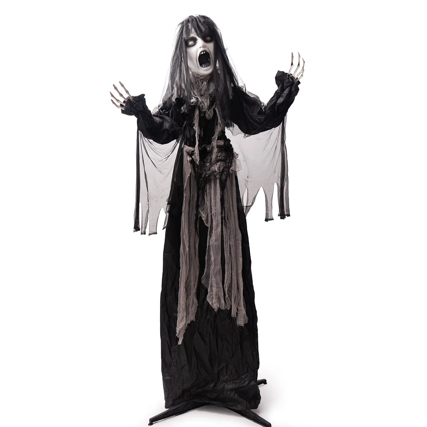Factory Direct 20.26 million 2.3m female zombie with open mouth ornament luminous horror electric induction station ghost