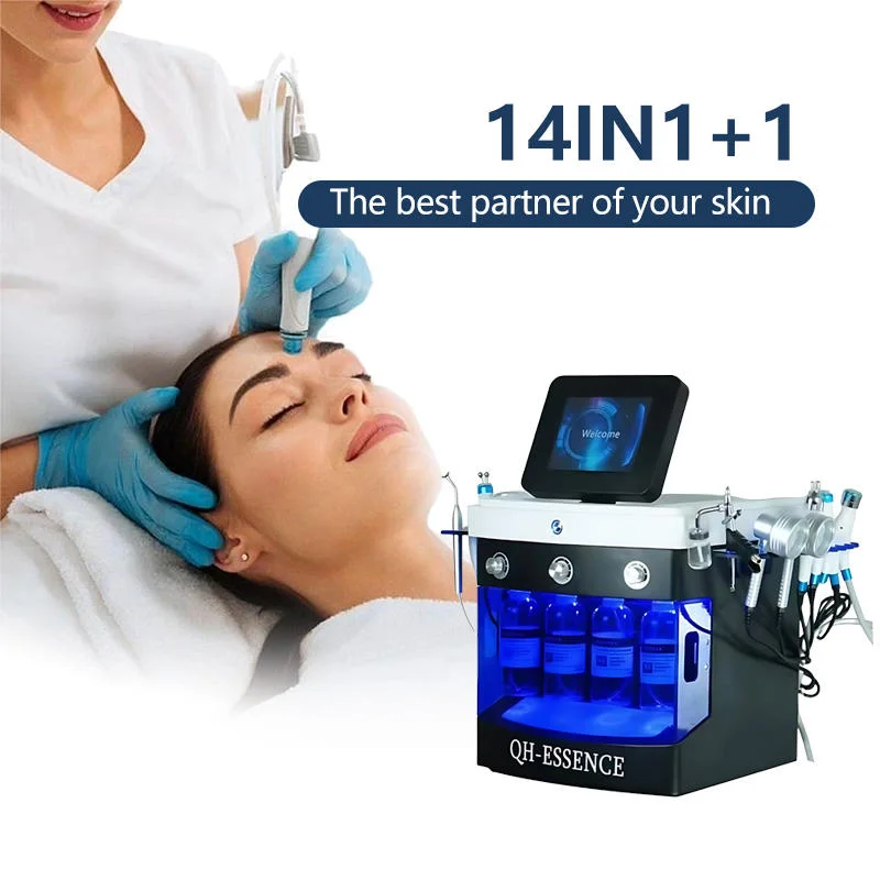 New 14 In 1 Hydra Beauty Machine Hydro Oxygen Facial Dermabrasion Water Peeling Skin Tightening H2O2 Small Bubble Spa Machine