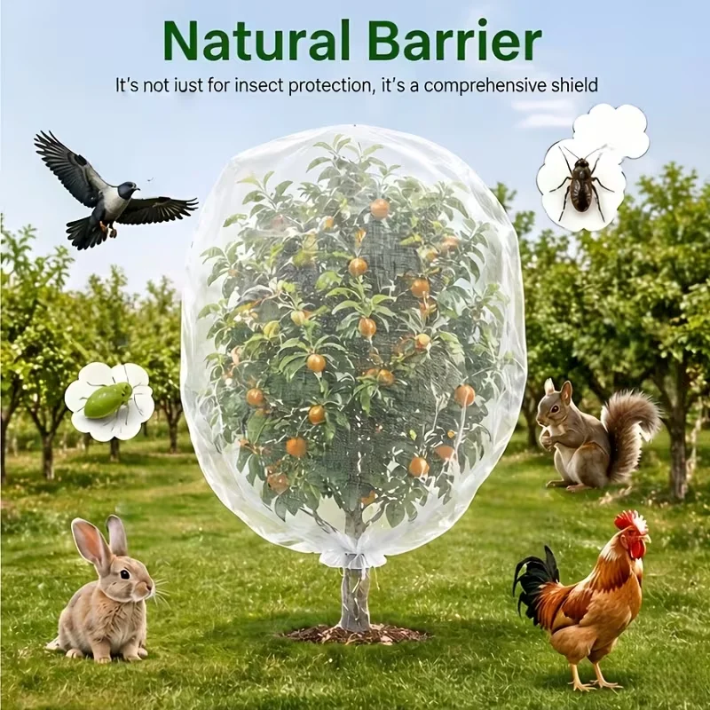 Extra-Thick Garden Netting for Fruits Citrus Flowers with Drawstring And Zipper Insect & Bird Protection Pe Material