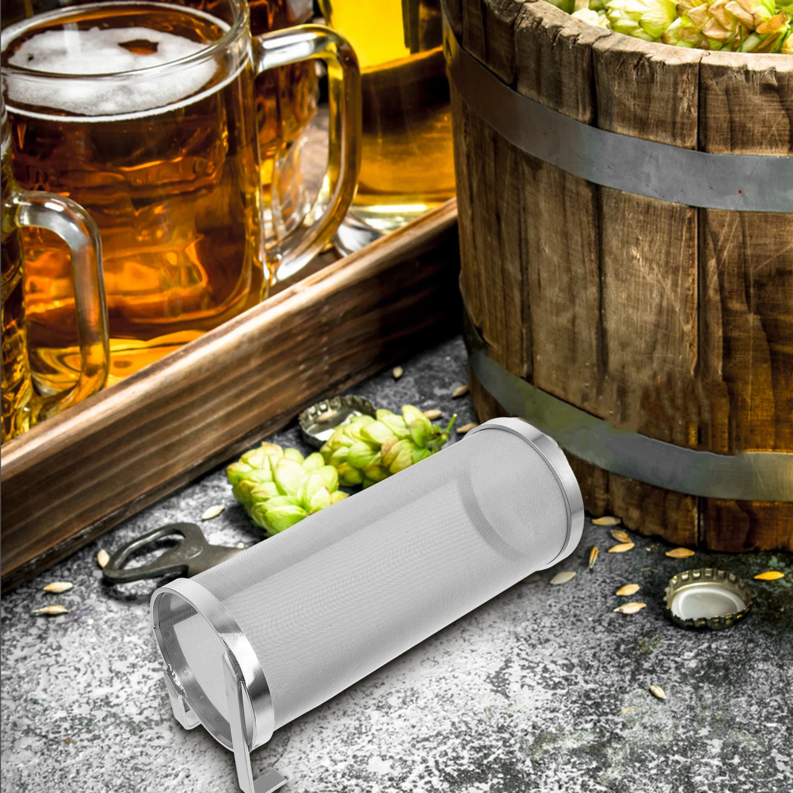 

1pc Stainless Steel Beer Brewing Basket Large Capacity Mesh Cylinder For Homebrew Wine Beer Making Reusable Grain Strainer