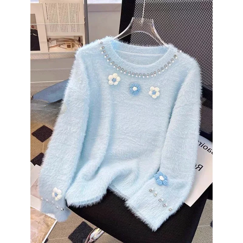 Women\'s Letter Printed Sweaters, Long Sleeve Top, Loose Casual Pullovers, Korean Popular Clothes, O-neck, Kawaii, Autumn, Winter