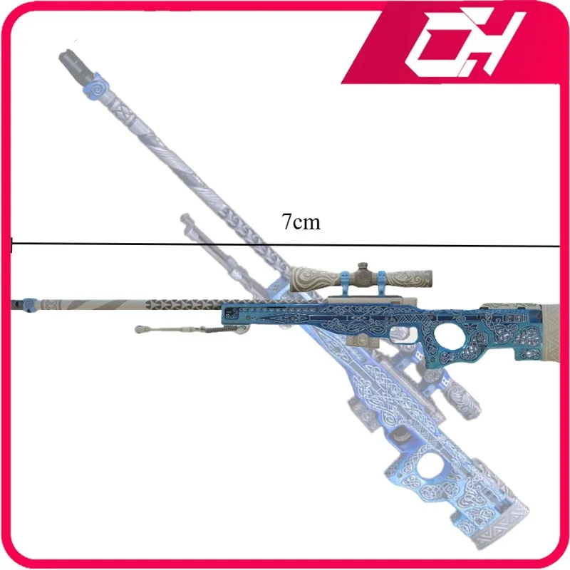 7cm CS2 GO Sniper Rifle AWP Gungnir Keychain Relief Metal Double-sided Alloy Spray Printing Ornament Boys Gift Anime Toy GK Gift