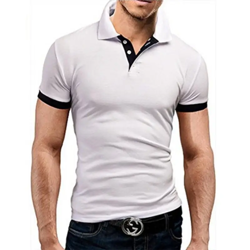 New Polo Shirt Men Summer Stritching Men\'s Shorts Sleeve Polo Business Casual Contrast Color Men Polos Shirt Tee Brand Clothes