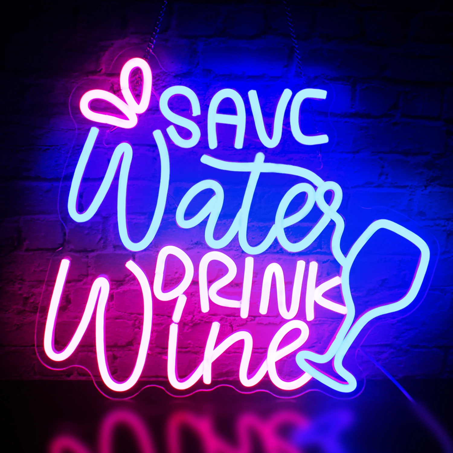 

Save Water Drinks Wine LED Neon Signs for Bar Club Party Restaurant Shops Wedding Wall Decor Neon Signs Art Neon Light Up USB