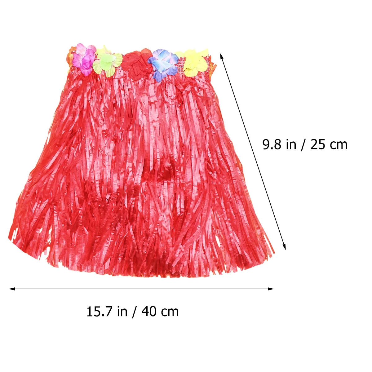 

1 Piece Hawaii Party Set Red Colorful Hula Skirt Ensemble with Crown Straps Garland for Themed Gathering Outdoor