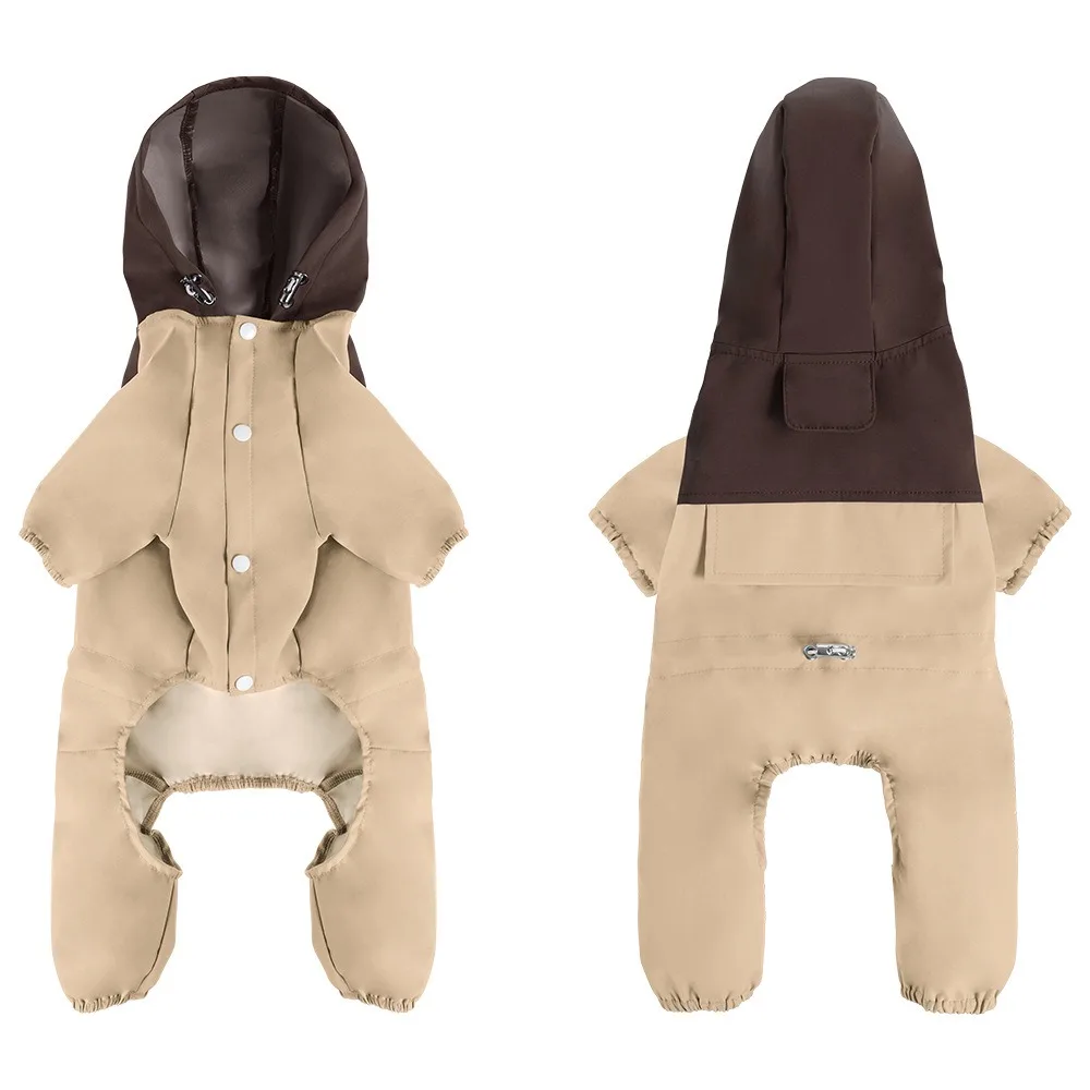 

Fashion Reflective Dog Raincoat Waterproof High-Visibility Pet Hooded Clothes Dustproof Four Legged Assault Suit Outdoor