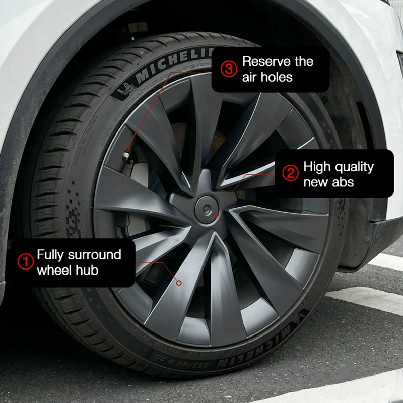 4PCS Hub Cap 20 Inch for Tesla Model Y Juniper 2025 Wheel Cap Replacement Helix 2.0 Wheels Full Rim Car Accessories Wheel Cover
