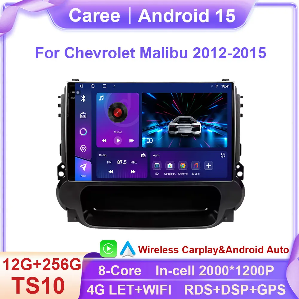 

For Chevrolet Malibu 2012-2015 Car Radio 8G+128G Stereo GPS Navi BT Carplay Multimedia Player No 2din din DVD Android 15 WIFI 4G