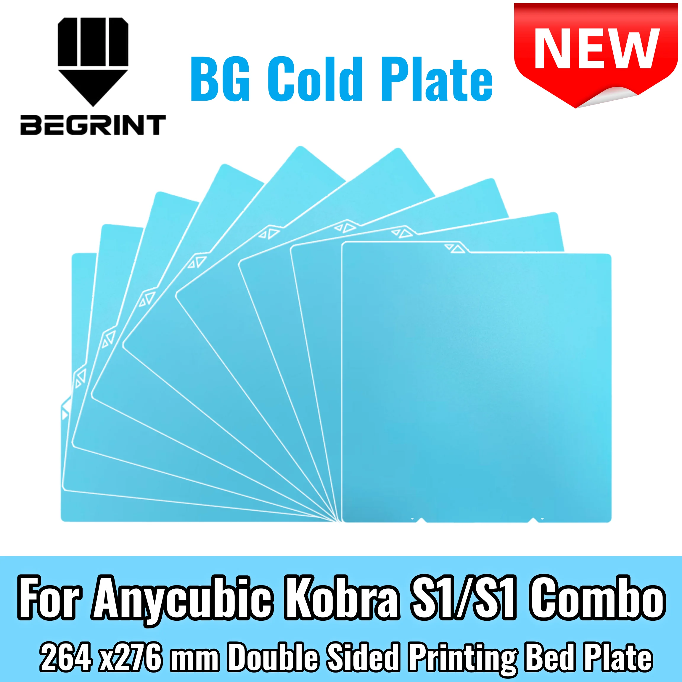 

Glacier Cold Plate For Anycubic Kobra S1 Build Plate 264x276mm Double Sided Spring Steel Sheet Lower Temp Printing For Kobra S1