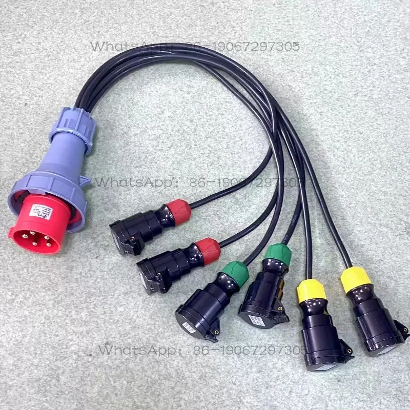 63A one-to-six, loose tail power cord, pigtail cable, quick adapter cable, large light screen power cord