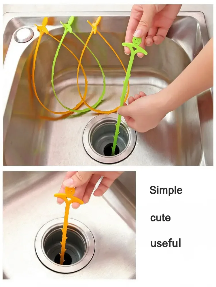 Cute Sink Cleaning Hook Bathroom Floor Drain Sewer Dredge Device Small Tools Plastic 51cm Bathroom Floor Drain Sewer Tool Gadget