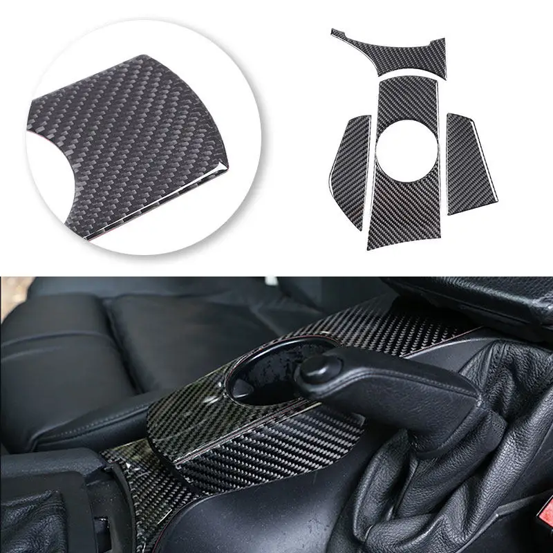 

4pcs Car Center Console Cup Holder Panel Frame Cover Trim Soft Carbon Fiber Accessories For BMW X3 E83 2006 2007 2008 2009 2010