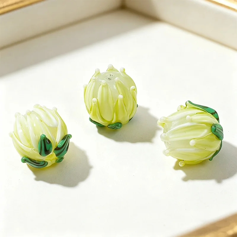 2 Stück 15 mm handgefertigte Lampwork-Tulpenblumenperlen, modische lose Glasperlen für die Schmuckherstellung, DIY-Armband, Ohrring-Zubehör – Detail 7
